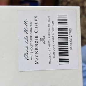 Mackenzie childs white Holly drop ornament